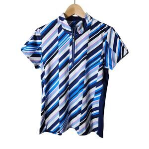 TAIL ACTIVEWEAR Blue Pink Waterway Print Active Outdoor Golf Top SZ S